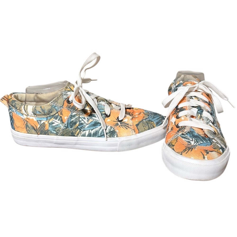 Obtaom Women's Tropical Floral Print Lace Up Canvas Sneakers Size‎ 11